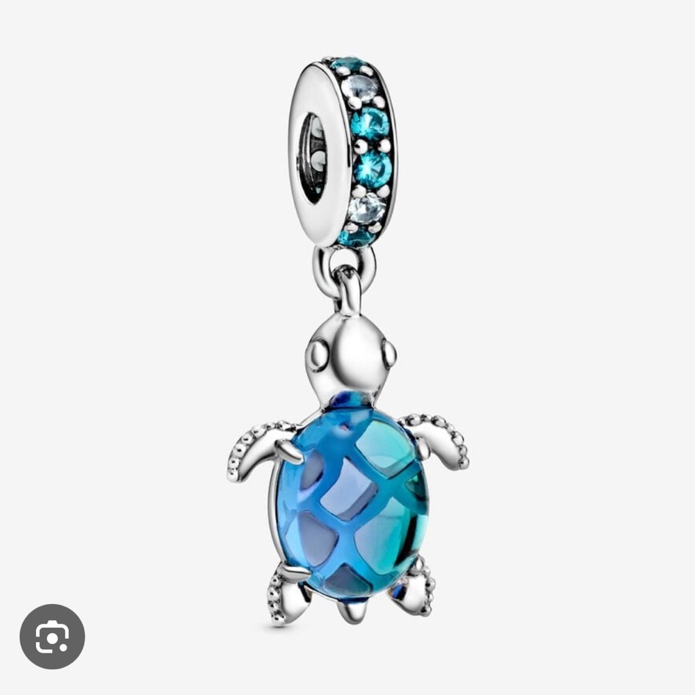 Pandora Murano Glass Sea Turtle Dangle Charm - Blue